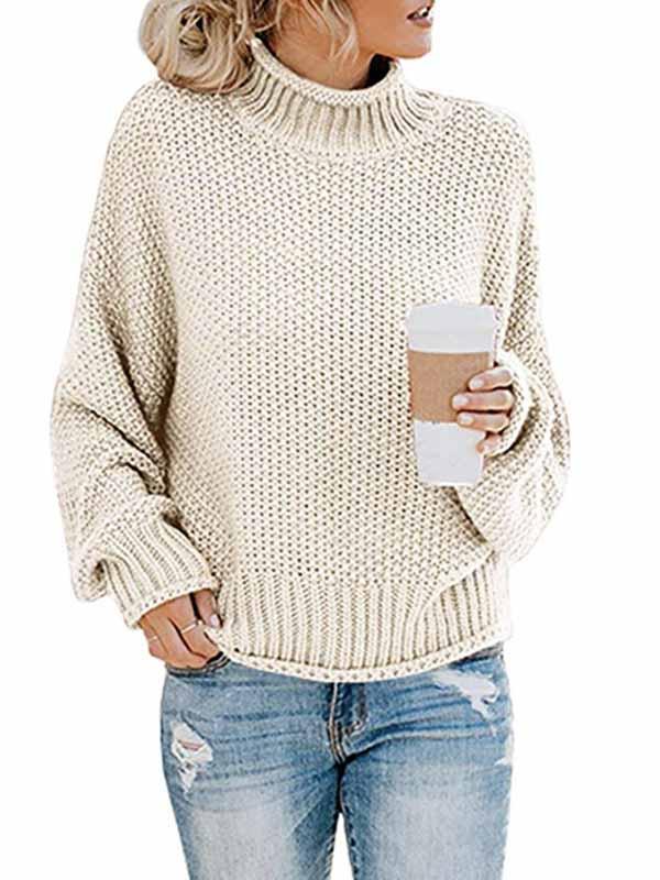 Lariful High Neck Solid Color Sweater
