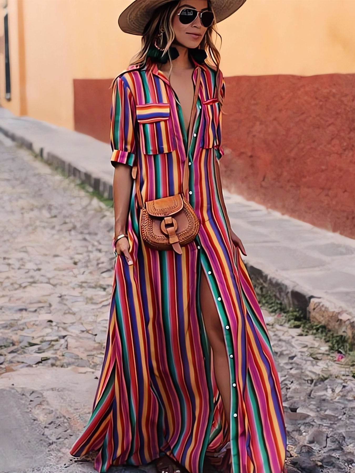 Lariful Bohemian Multicolor Striped Dress