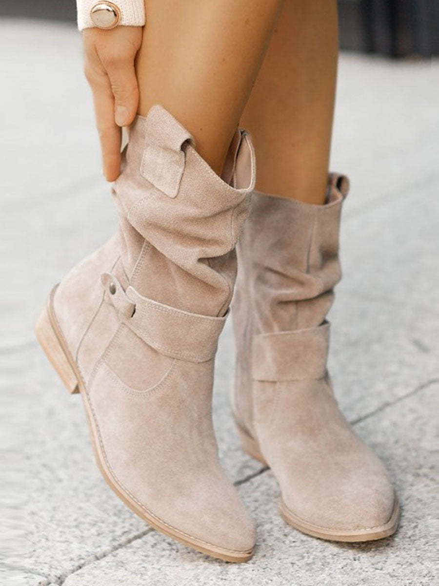 Lariful Low-heeled Suede Boots