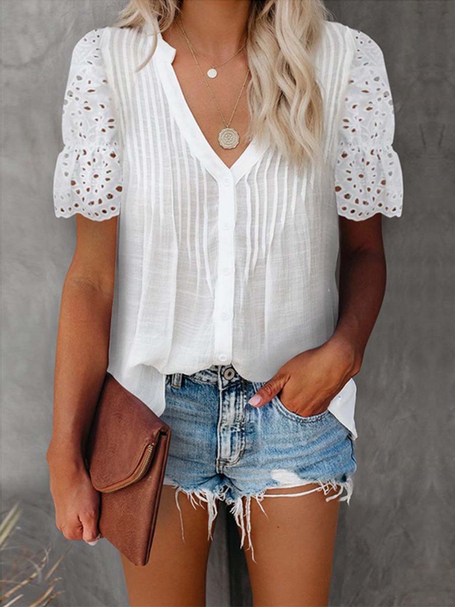 Lariful Lace Short-sleeved Top
