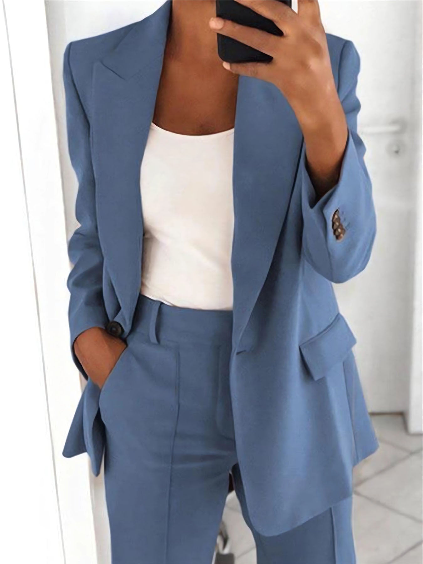 Lariful Lapel Slim Cardigan Suit