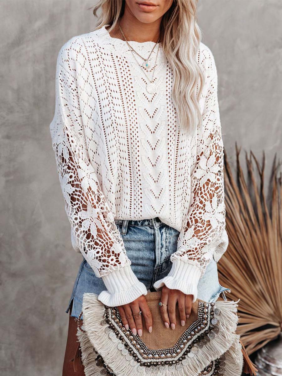 Lariful Lace Hollow Sweater