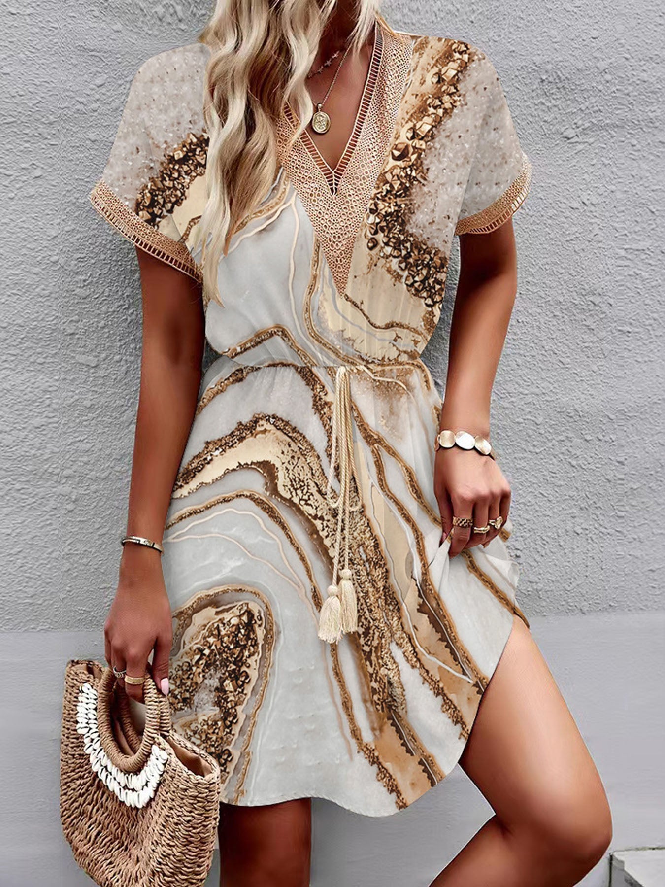 Lariful V-Neck Printed Dress