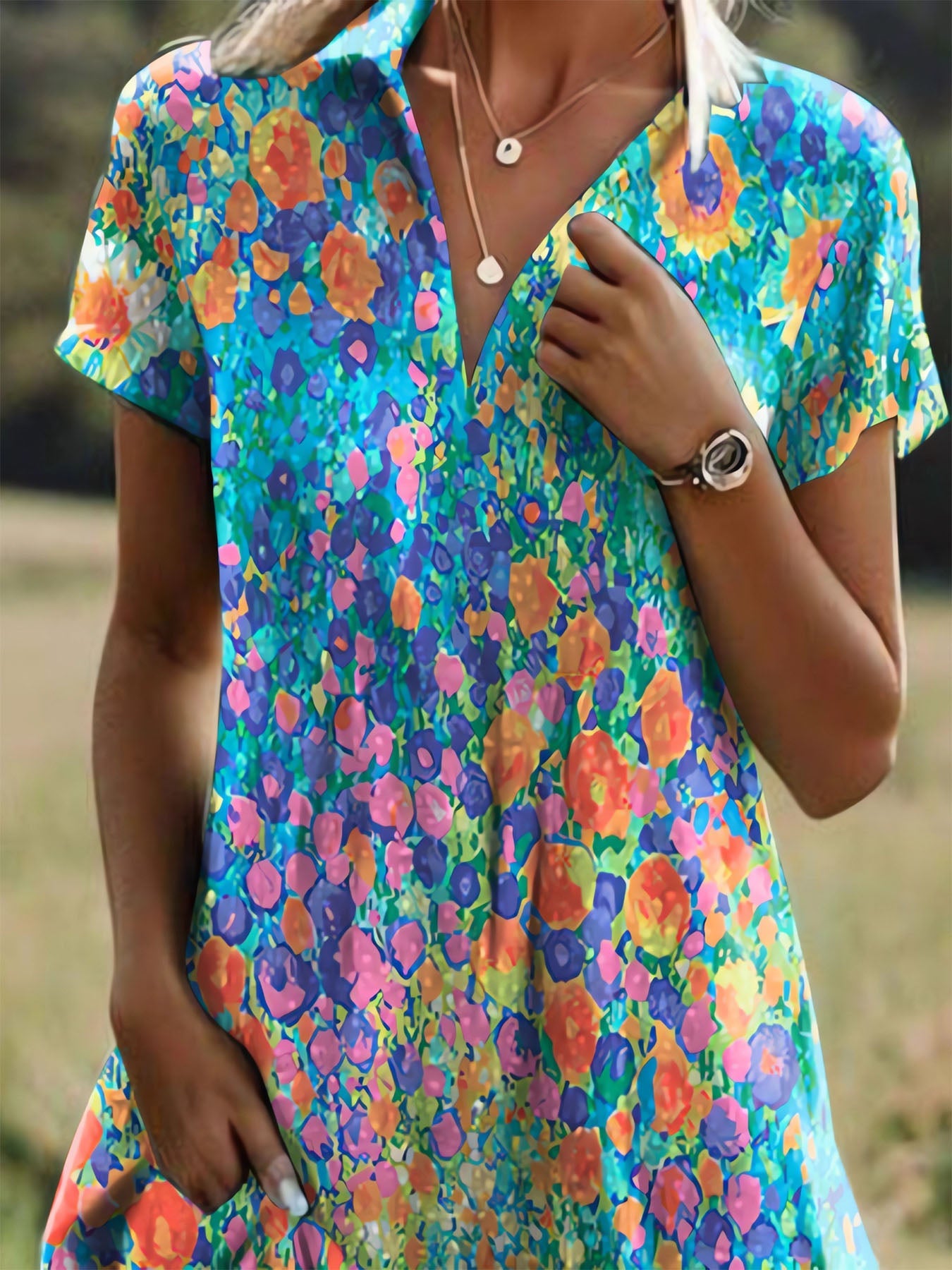 Lariful Short Sleeve Printed Dress