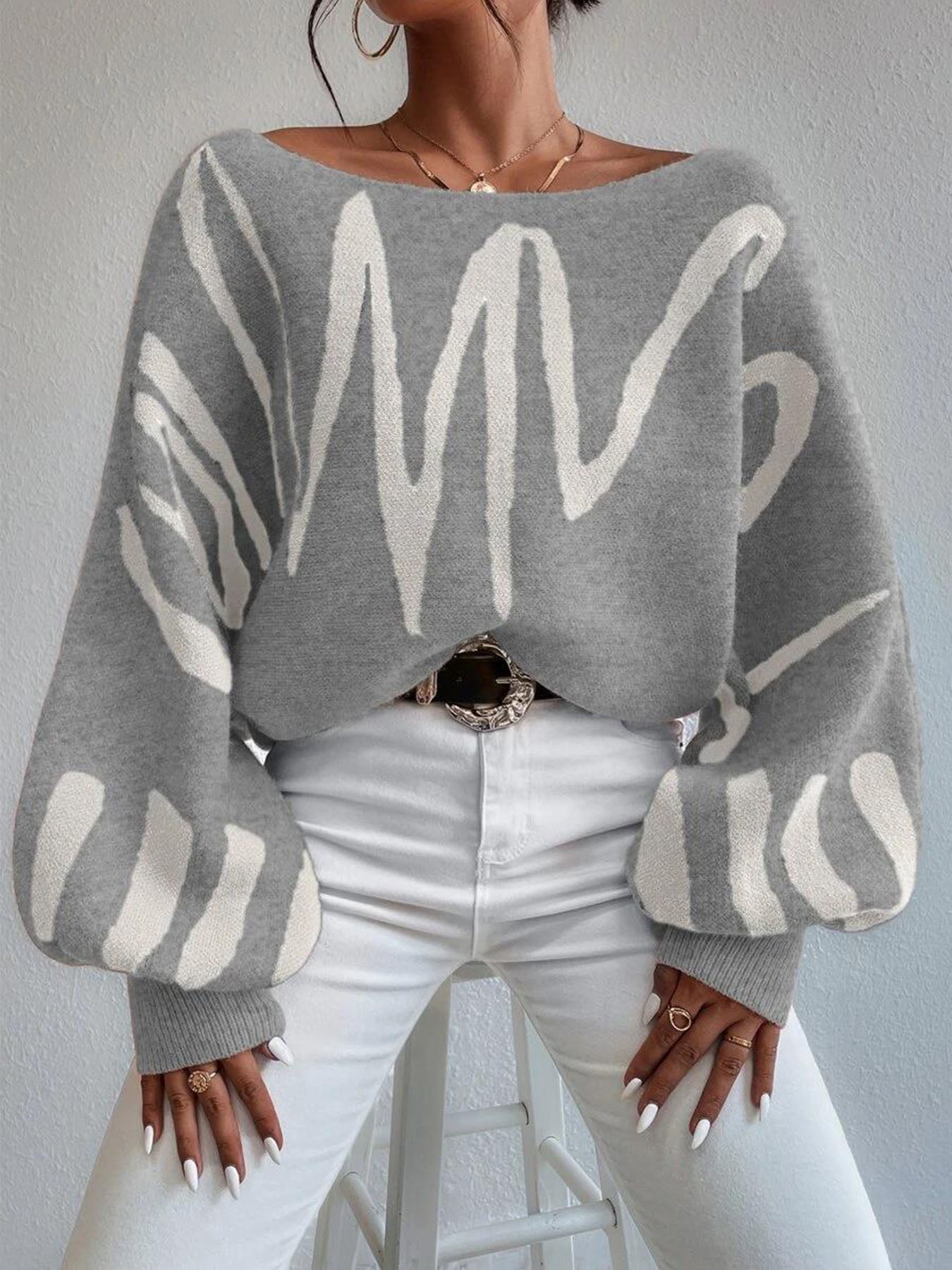 Lariful Knitted Gray Sweater