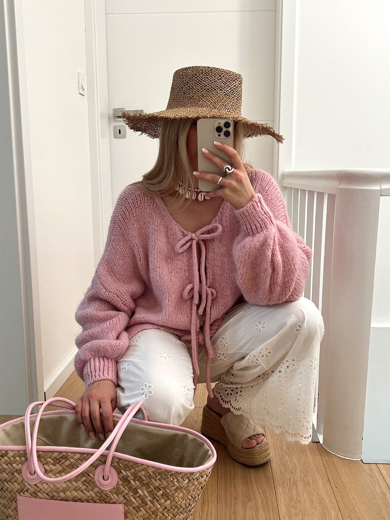 Lariful Pink Knit Cardigan