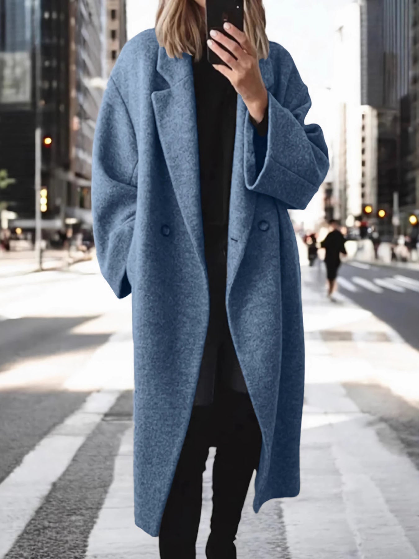 Lariful Trench Blue Long Coat