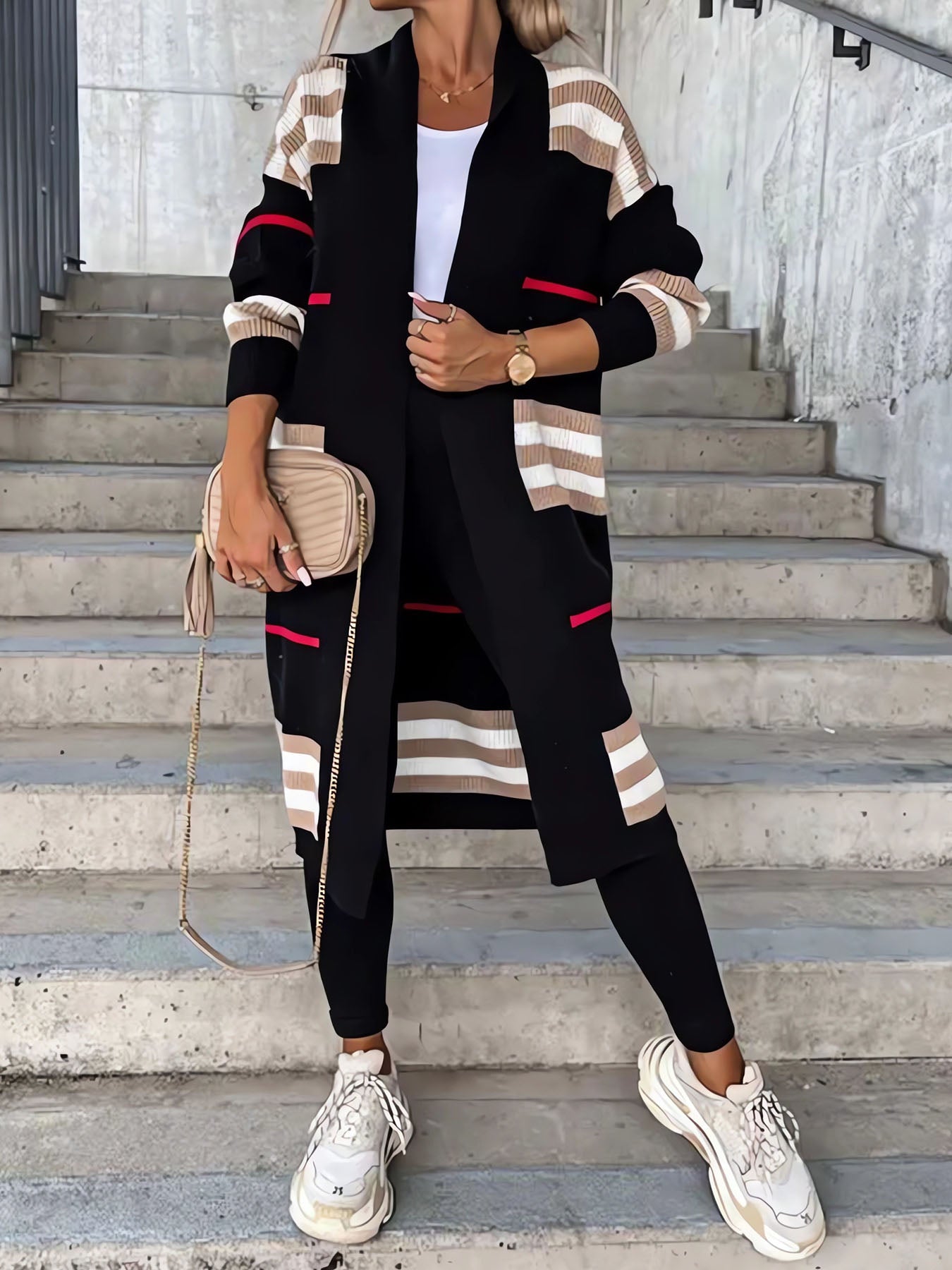 Lariful Long Striped Knit Cardigan