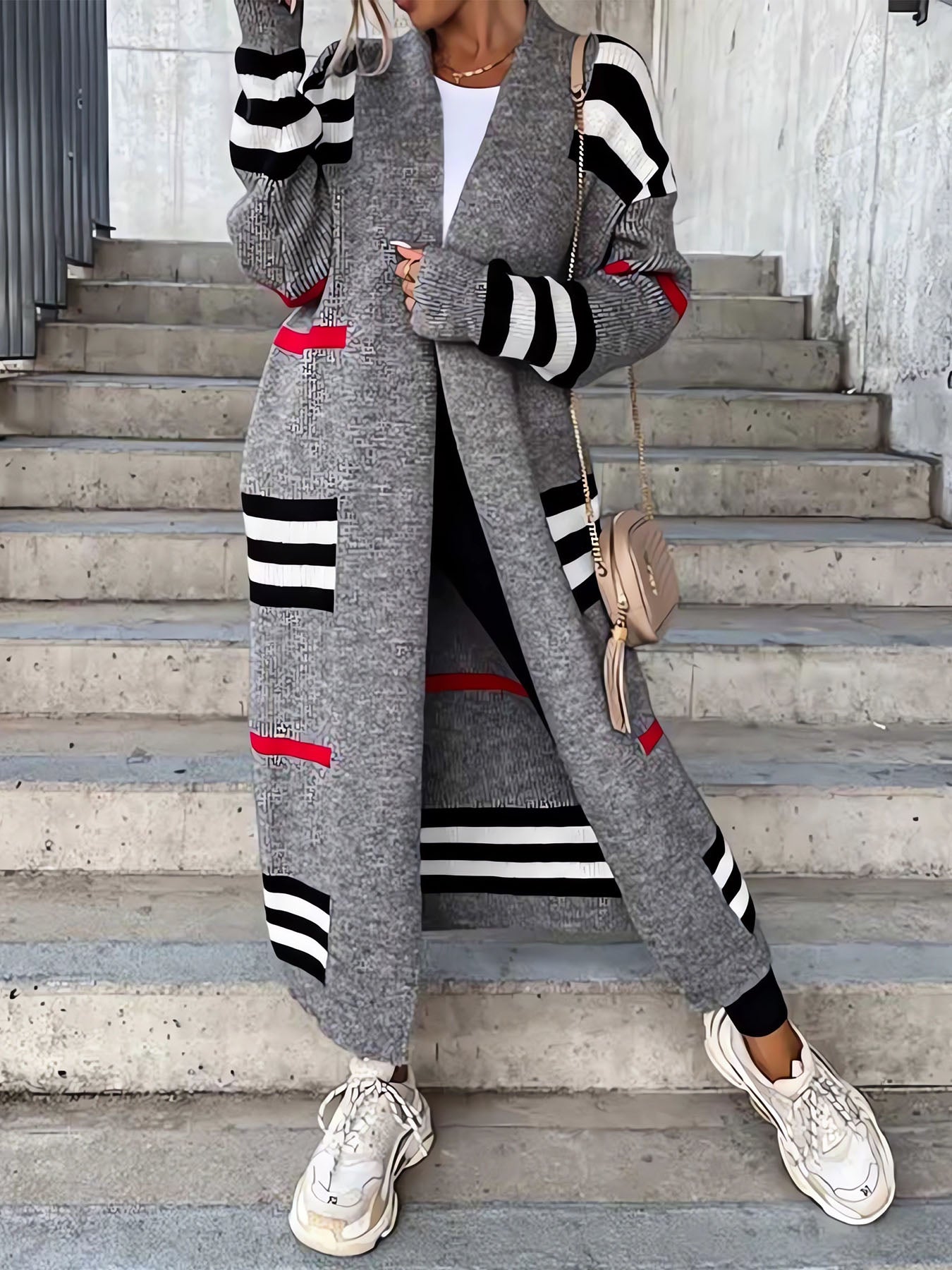 Lariful Long Striped Knit Cardigan