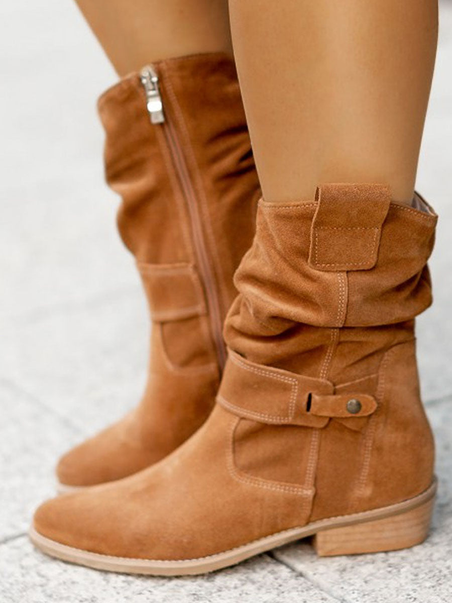 Lariful Low-heeled Suede Boots