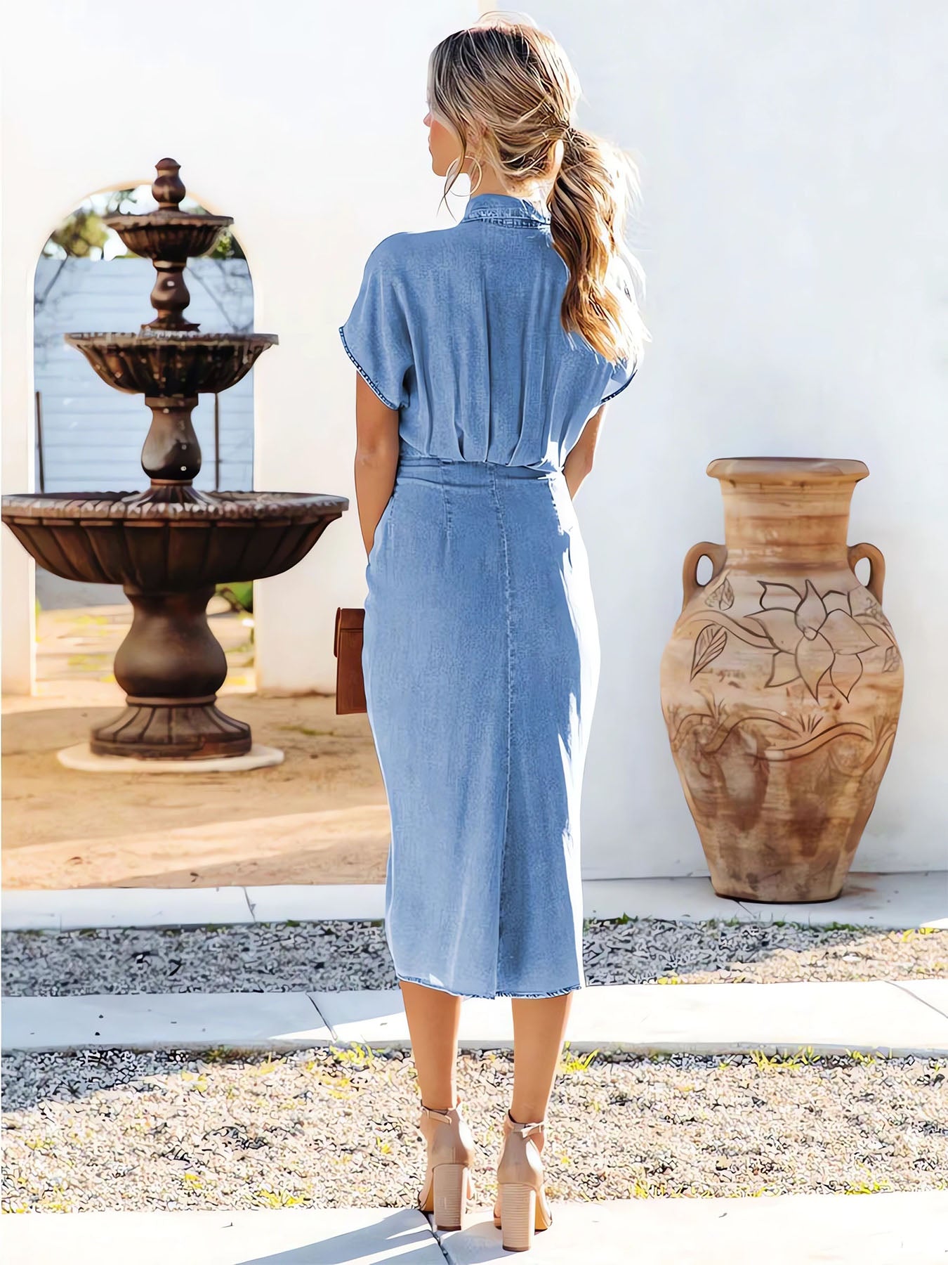 Lariful Lace-up Denim Dress