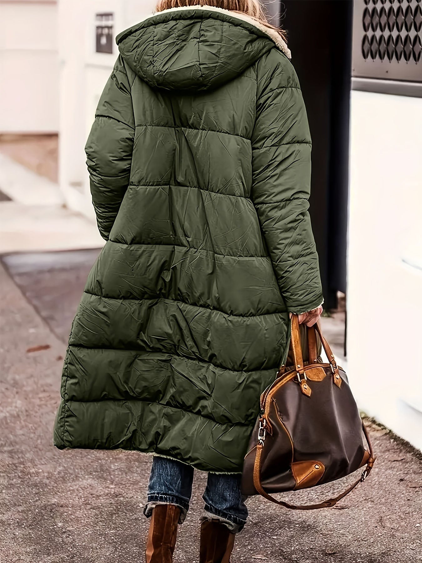 Lariful Thickened Green Reversible Long Coat