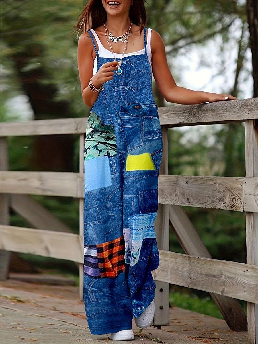 Lariful Patchwork Overall Jumpsuits