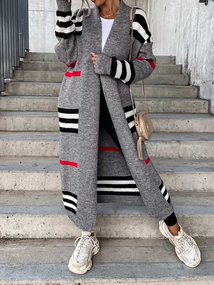 Lariful Long Striped Knit Cardigan