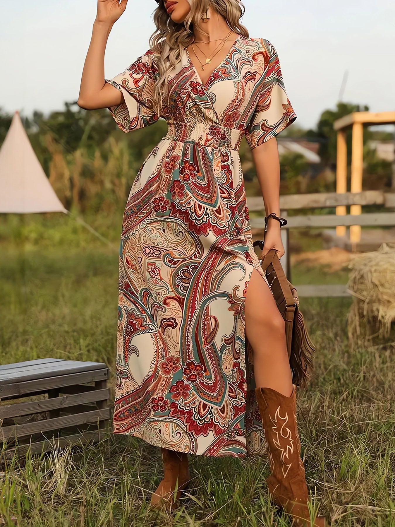 Lariful Boho Slit Printed Dress