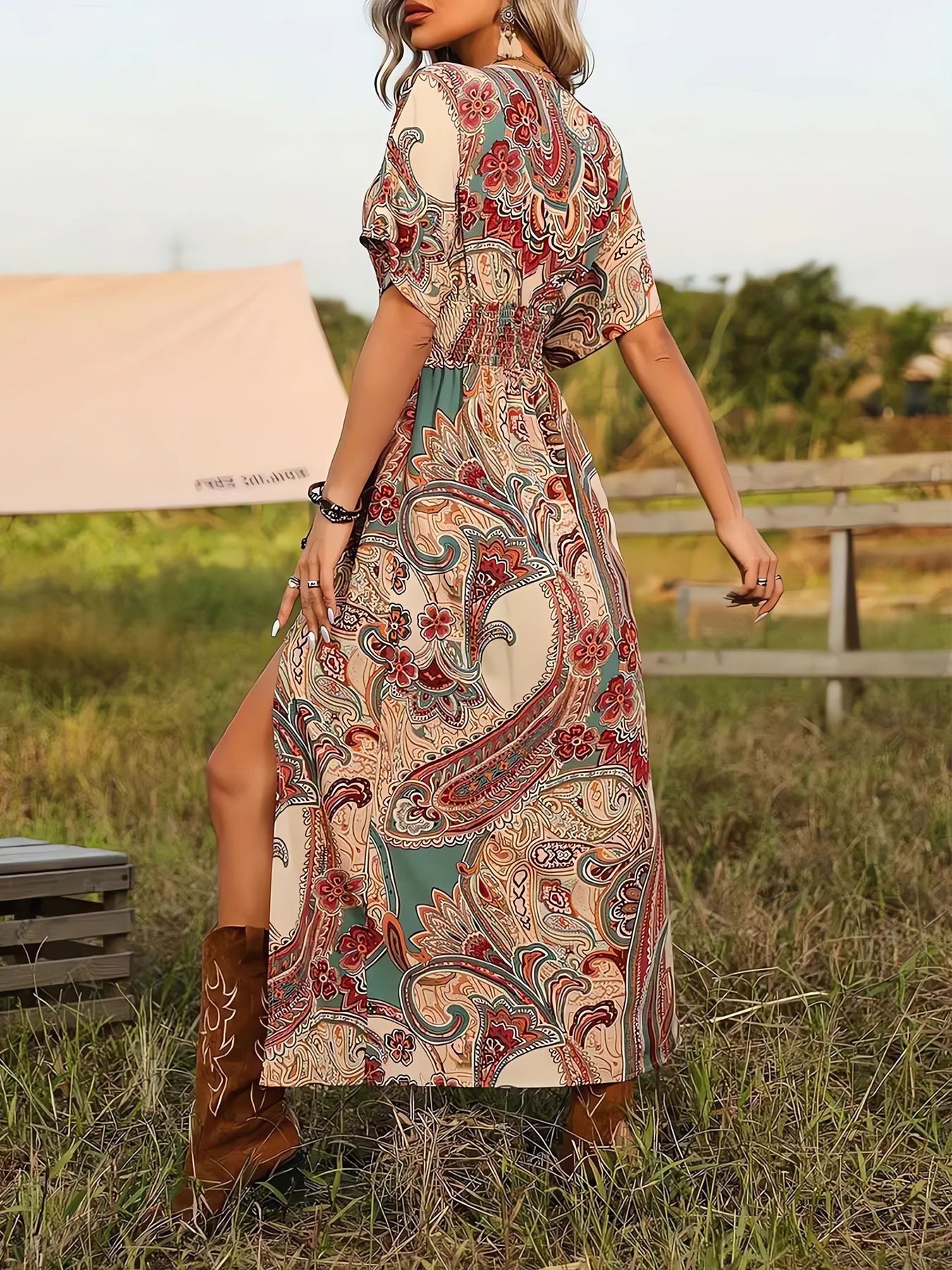 Lariful Boho Slit Printed Dress